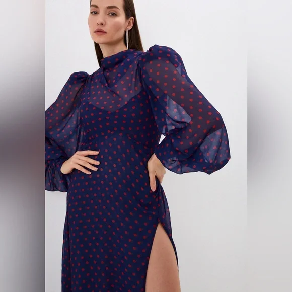 For Love & Lemons Holiday Mavis Polka Dot Maxi Dress NWT - Picture 7 of 7